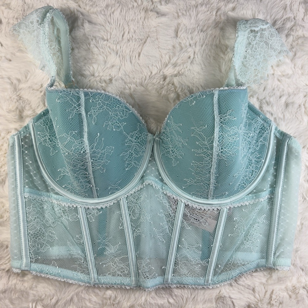 Victoria's Secret Dream Angels Corset Top Lace Mint Green Longline XS NWT